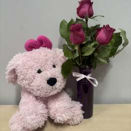 Purple Roses & Pink Doggy