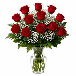 Dozen Stemmed Roses - Red