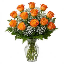 Dozen Stemmed Roses - Orange