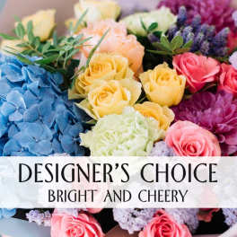 Bright mixed bouquet of roses, hydrangeas, and other blooms
