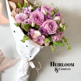 Lavender Love Letter Handheld Garden Rose Bouquet