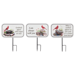 Add-on; GANZ - Watercolor Cardinal Mini Garden Stake