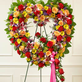 Always Remember Floral Heart Tribute - Bright