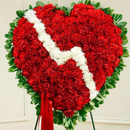 Red and White Standing Broken Heart
