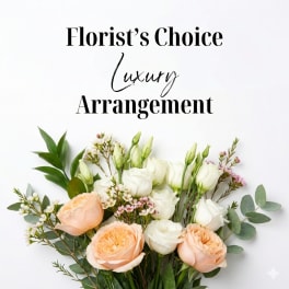 Peach and white rose bouquet with greenery on a white background