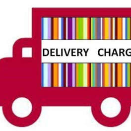 Red delivery truck graphic with the words "DELIVERY CHARGE"