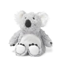 Plush koala bear toy sitting on a white background