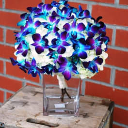 Blue and white bride bouquet