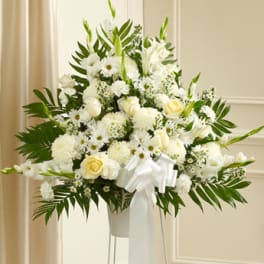 Heartfelt Sympathies White Standing Basket