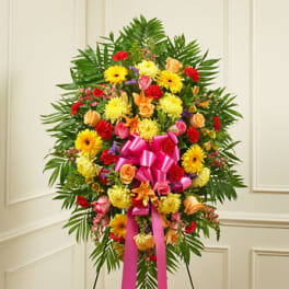 Deepest Sympathies Bright Standing Spray (Premium Shown)