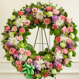 Serene Blessings Pastel Standing Wreath (Premium Shown)