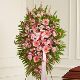 Deepest Sympathies Standing Spray - Pink (Deluxe Shown)