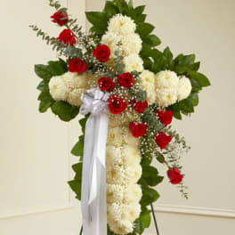 Peace and Prayers Standing Cross - Red (Premium Shown)