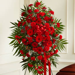 Deepest Sympathies Standing Spray - Red (Deluxe Shown)
