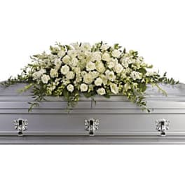 White Casket Sympathy Flowers