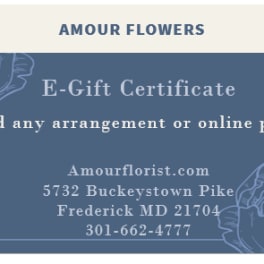 Amour Flowers e-gift certificate with floral border