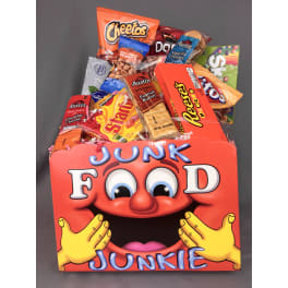 Assorted snack gift box with colorful packaged treats