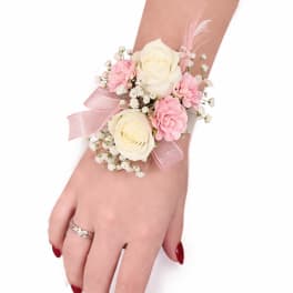 Pink an White Darling Wristlet