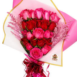 Ramo de Rosas Rojas y Fuscia