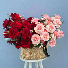 Bi-color Basket Red and Pink