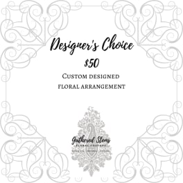 Decorative card with text for a custom floral arrangement