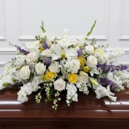White and Yellow Casket Cover