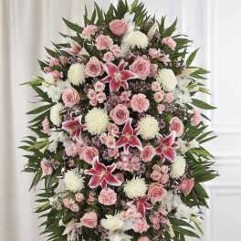White & Pink with Stargazer Lilies Standing Spray