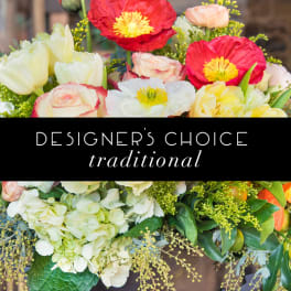 Mixed bouquet with poppies, roses, tulips, and hydrangeas