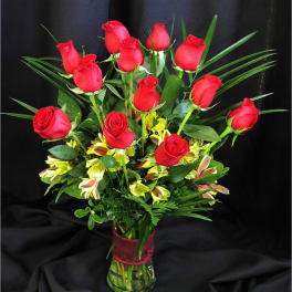 Dozen Medium Length Roses - RED or COLORED ROSES