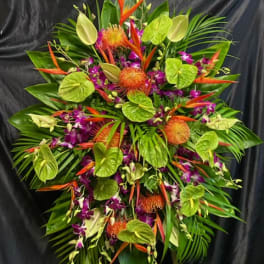 S#2. Green anthurium easel 3’ x 3’.