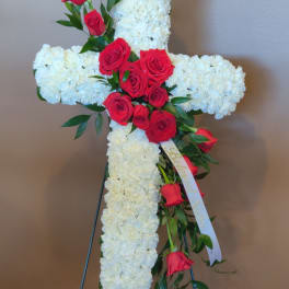 White Cross Standing Spray ~ Flower A Day