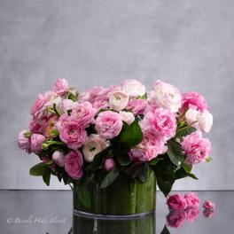 MODERN ROMANCE: PINK RANUNCULUS IN A CYLINDER OF GRACE - Pasadena Florist