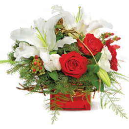 Modern Red Rose and Lily Cube