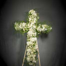 White Cross Wreath - Pasadena Florist