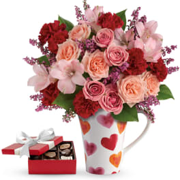 Lovely Hearts Bouquet with chocolates