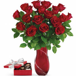 Wrapped In Roses Bouquet with chocolates DX