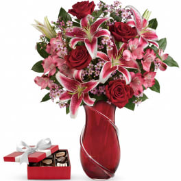 Wrapped With Passion Bouquet with chocolatesBDL16V3A Wrapped With Passion Bouquet with chocolates
