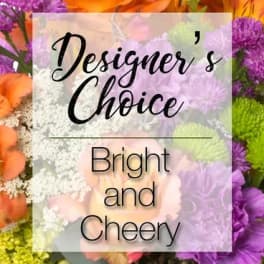 Bright mixed bouquet with purple, orange, and green flowers