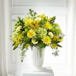 Yellow & White Heartfelt Funeral Basket