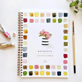Emily Lex Flowers Watercolor Book, Brushes and Paint