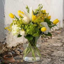 Tulip, rose hydrangea arrangment
