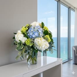 Mixed hydrangea arrangement