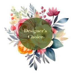 Designer’s Choice floral graphic with colorful flowers and leaves