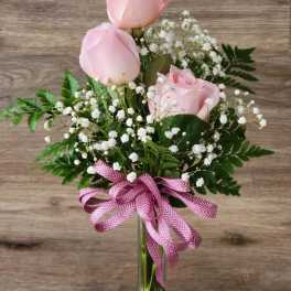 Pink Triple Rose Bud Vase