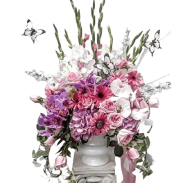 Pink And White Butterfly Sympathy Spray