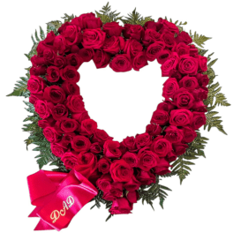 Elegant Premium Red Rose Sympathy Heart Wreath