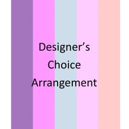 Pastel striped graphic with the words Designer's Choice Arrangement