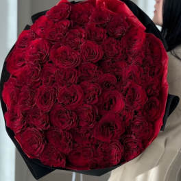 bouquet of 50 peony red roses