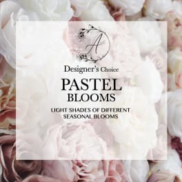 Pastel flower arrangement with pale pink and white blooms