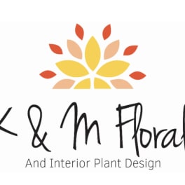 K & M Floral logo with a stylized flower icon and text